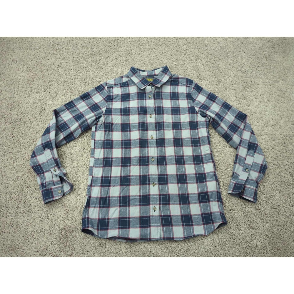 Cabela's Button Up Shirt Mens M Blue Plaid Long Sleeve Flannel Classic Outdoor